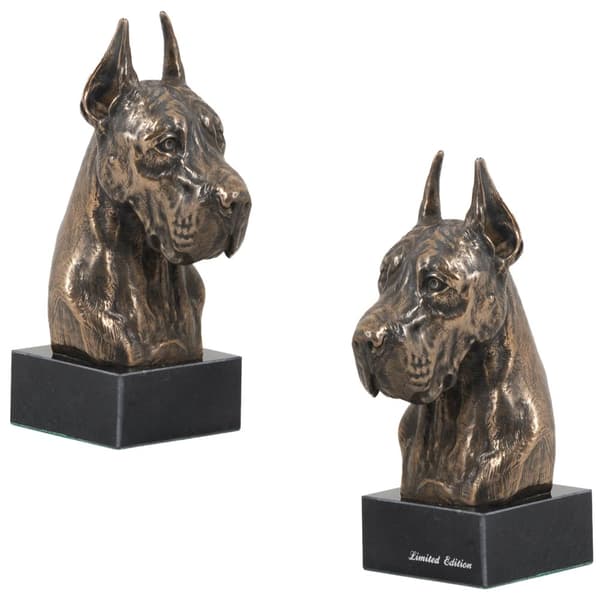 Great Dane I - hundestatuette, buste på stenbund, skulptur, trofæ til hundeudstilling af Art-Dog