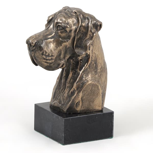 Great Dane II - hundestatuette, buste på stenbund, skulptur, trofæ til hundeudstilling af Art-Dog