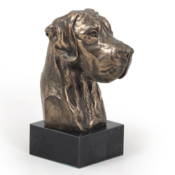 Great Dane II - hundestatuette, buste på stenbund, skulptur, trofæ til hundeudstilling af Art-Dog