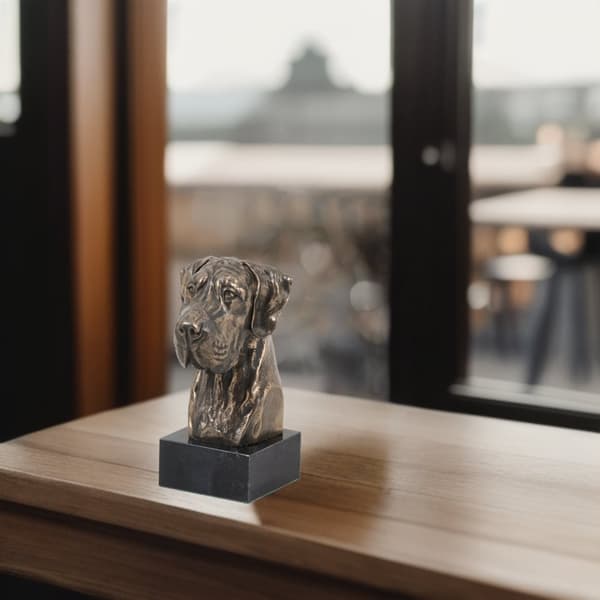 Great Dane II - hundestatuette, buste på stenbund, skulptur, trofæ til hundeudstilling af Art-Dog