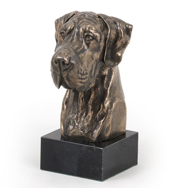 Great Dane II - hundestatuette, buste på stenbund, skulptur, trofæ til hundeudstilling af Art-Dog