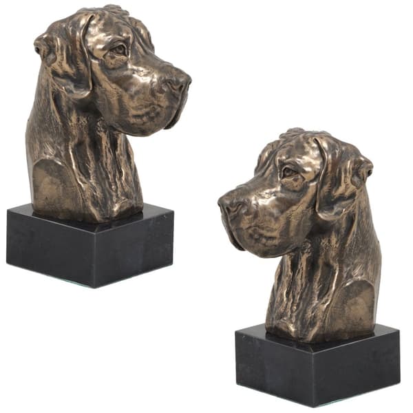 Great Dane II - hundestatuette, buste på stenbund, skulptur, trofæ til hundeudstilling af Art-Dog