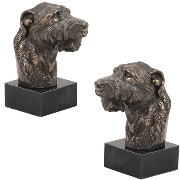 Irländsk varghund, irländsk varghund - hundstatyett, byst på stenfot, skulptur, trofé för en hundutställning av Art-Dog