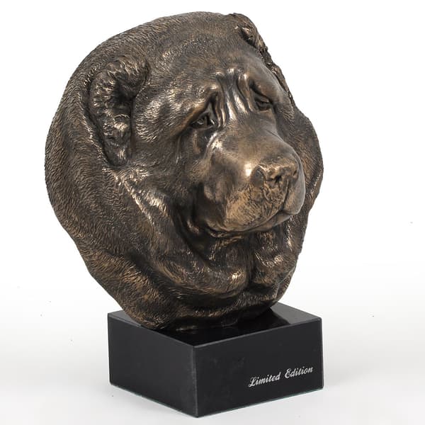 Kaukasisk herdehund - hundstatyett, byst på en stenbas, skulptur, trofé för en hundutställning av Art-Dog