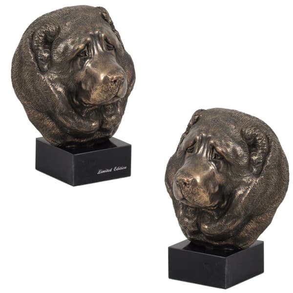 Kaukasisk herdehund - hundstatyett, byst på en stenbas, skulptur, trofé för en hundutställning av Art-Dog
