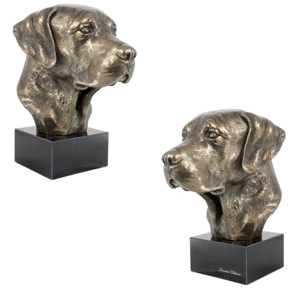 Labrador Retriever - hundestatuette, buste på stenbund, skulptur, trofæ til hundeudstilling af Art-Dog