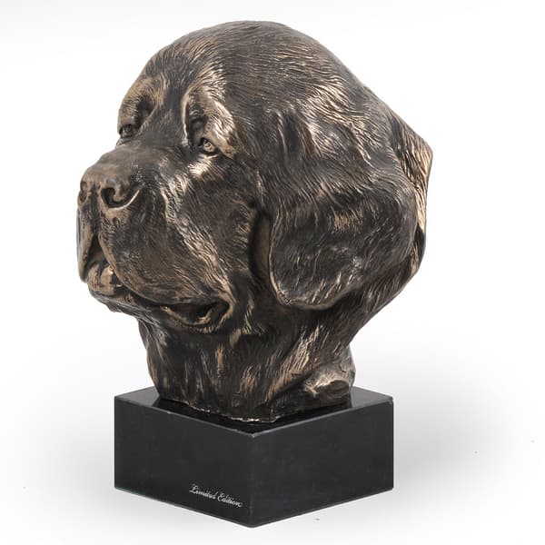 Newfoundland, Newfoundland, Wodołaz - hundestatuette, buste på en stenbund, skulptur, trofæ til en hundeudstilling af Art-Dog