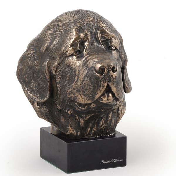 Newfoundland, Newfoundland, Wodołaz - hundestatuette, buste på en stenbund, skulptur, trofæ til en hundeudstilling af Art-Dog