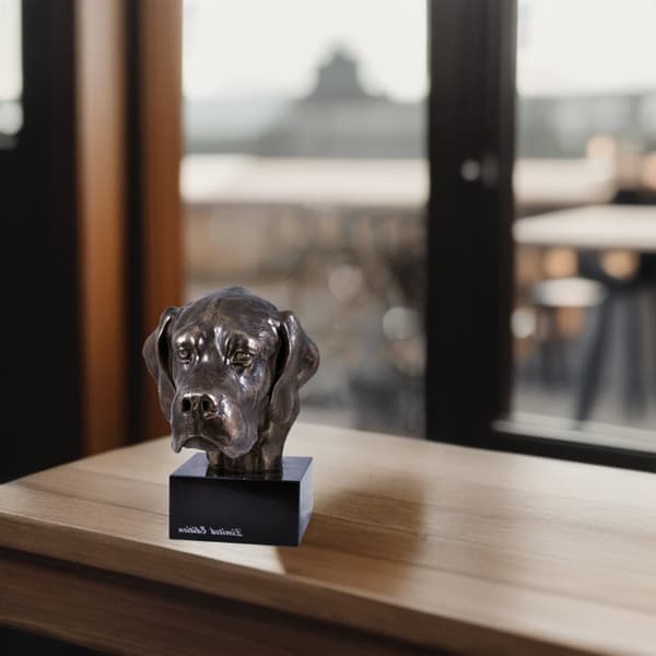 Pointer - hundstatyett, byst på stenfot, skulptur, trofé för hundutställning av Art-Dog