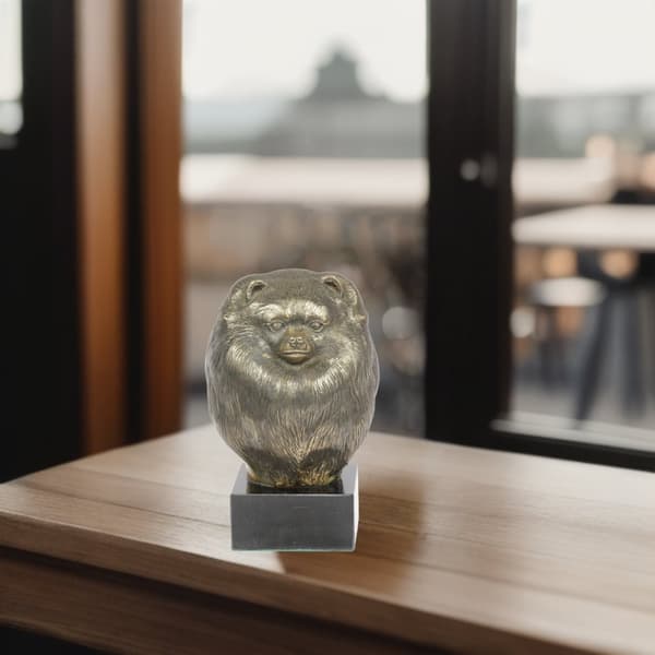 Pomeranian, Pomeranian - hundestatuette, buste på stenbund, skulptur, trofæ til hundeudstilling af Art-Dog