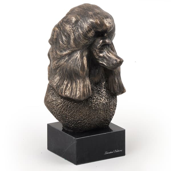 Puddel - hundestatuette, buste på stenbund, skulptur, trofæ til hundeudstilling af Art-Dog