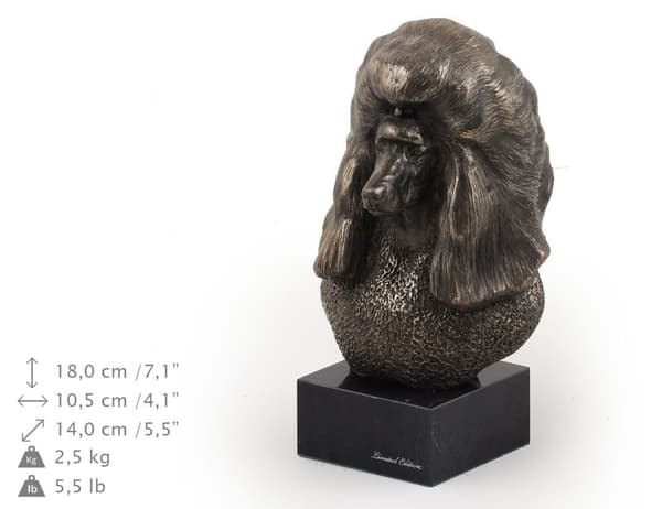 Puddel - hundestatuette, buste på stenbund, skulptur, trofæ til hundeudstilling af Art-Dog