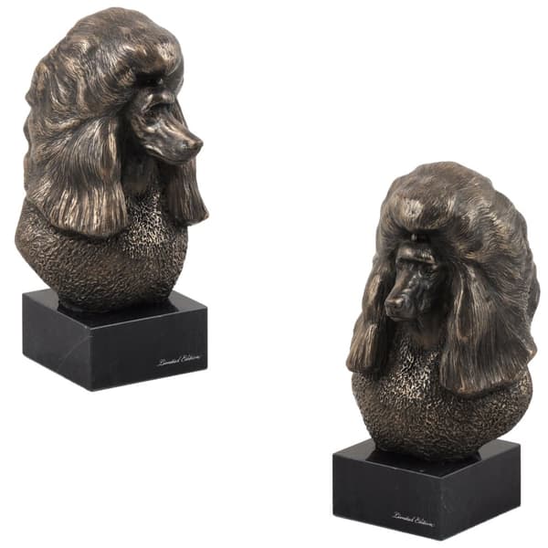 Puddel - hundestatuette, buste på stenbund, skulptur, trofæ til hundeudstilling af Art-Dog