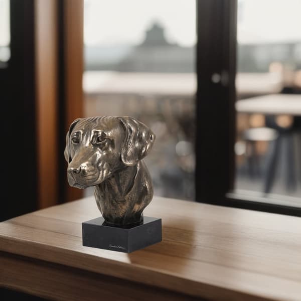 Rhodesian Ridgeback, afrikansk løvehund - hundestatuette, buste på en stenbund, skulptur, trofæ til en hundeudstilling af Art-Dog