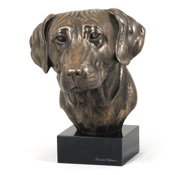 Rhodesian Ridgeback, afrikansk løvehund - hundestatuette, buste på en stenbund, skulptur, trofæ til en hundeudstilling af Art-Dog