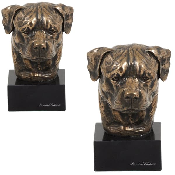 Rottweiler - hundestatuette, buste på stenbund, skulptur, trofæ til hundeudstilling af Art-Dog