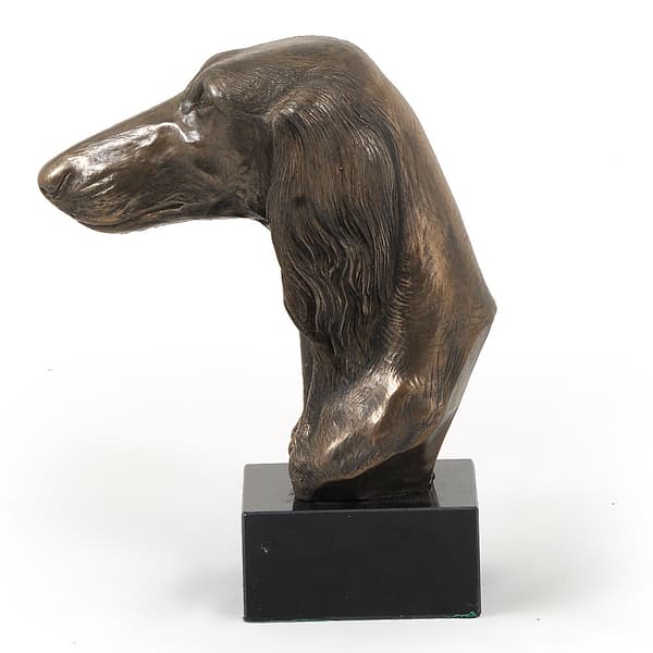 Persisk vinthund, Saluki - hundstatyett, byst på stenfot, skulptur, trofé för en hundutställning av Art-Dog