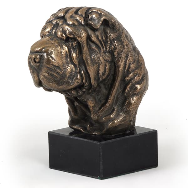 Shar Pei - hundstatyett, byst på stenfot, skulptur, trofé för en hundutställning av Art-Dog