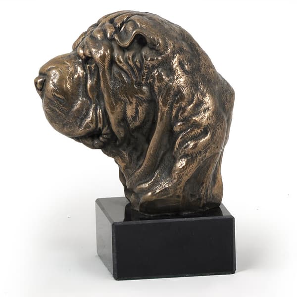 Shar Pei - hundstatyett, byst på stenfot, skulptur, trofé för en hundutställning av Art-Dog