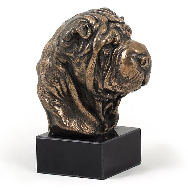 Shar Pei - hundstatyett, byst på stenfot, skulptur, trofé för en hundutställning av Art-Dog