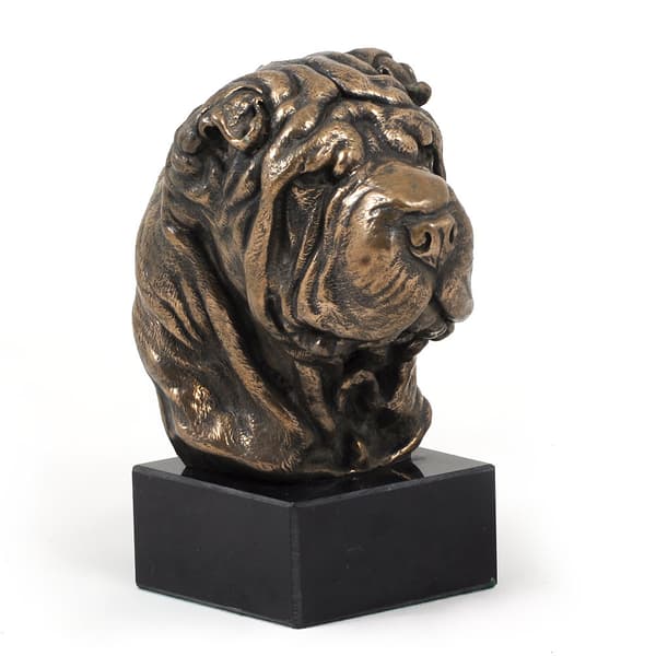 Shar Pei - hundstatyett, byst på stenfot, skulptur, trofé för en hundutställning av Art-Dog