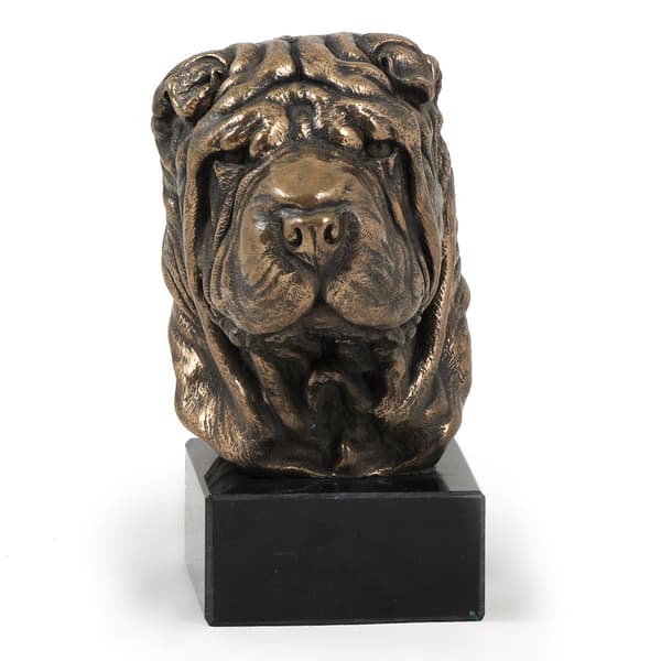 Shar Pei - hundstatyett, byst på stenfot, skulptur, trofé för en hundutställning av Art-Dog
