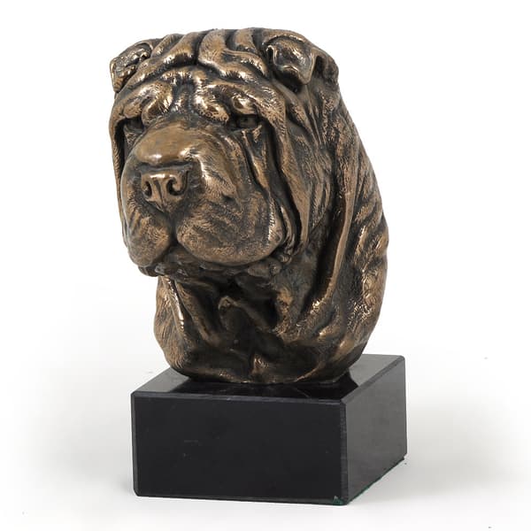 Shar Pei - hundstatyett, byst på stenfot, skulptur, trofé för en hundutställning av Art-Dog