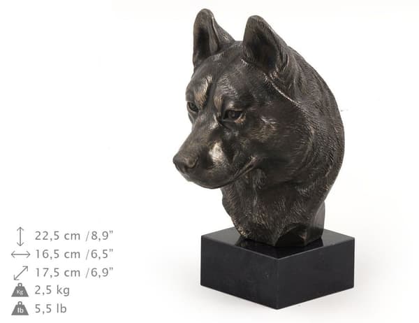 Siperianhusky, Siperianhusky - koirapatsas, rintakuva kivijalalla, veistos, Art-Dogin koiranäyttelyn palkinto