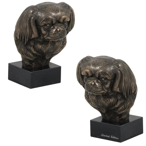 Tibetansk spaniel, tibetansk spaniel - hundestatuette, buste på en stenbund, skulptur, trofæ til en hundeudstilling af Art-Dog