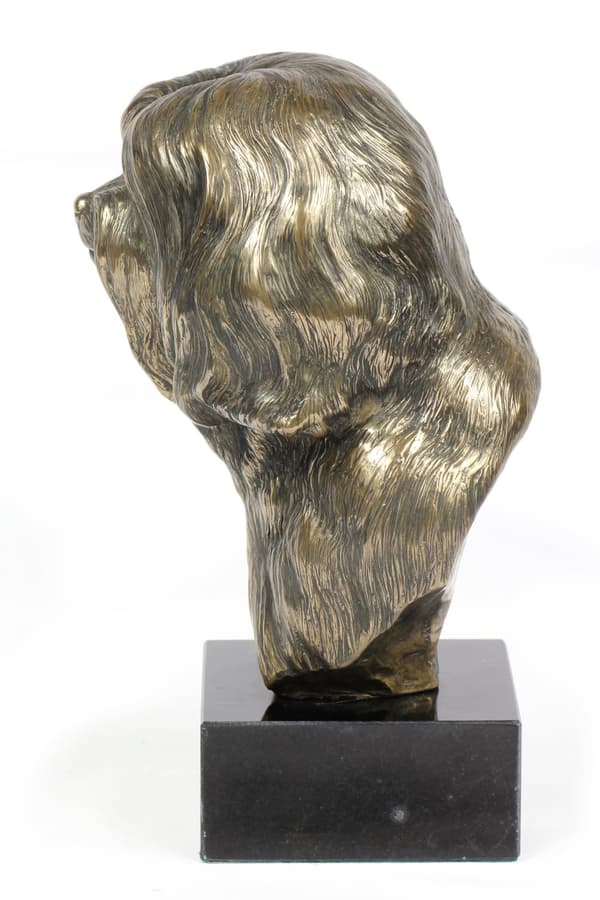 Tibetansk terrier, tibetansk terrier - hundestatuette, buste på en stenbund, skulptur, trofæ til en hundeudstilling af Art-Dog