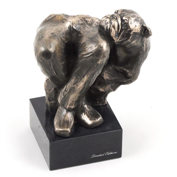 Bulldog - hundestatuette, buste på stenbund, skulptur, trofæ til hundeudstilling af Art-Dog