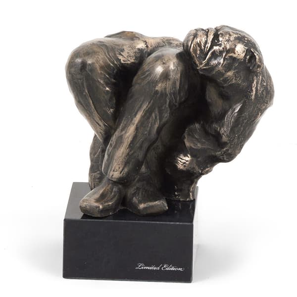 Bulldog - hundestatuette, buste på stenbund, skulptur, trofæ til hundeudstilling af Art-Dog