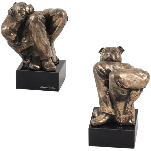 Staffordshire Bull Terrier, Staffik, Staffi II - hundstatyett, byst på stenfot, skulptur, trofé för en hundutställning av Art-Dog