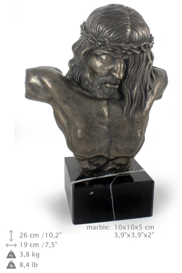 Jesus - statyett av Jesus, byst på en stenfot, Art-Dog skulptur
