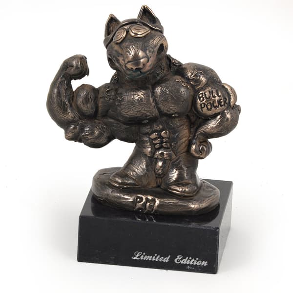 Bull terrier, Bull Terrier V - hundestatuette, buste på stenbund, skulptur, trofæ til hundeudstilling af Art-Dog