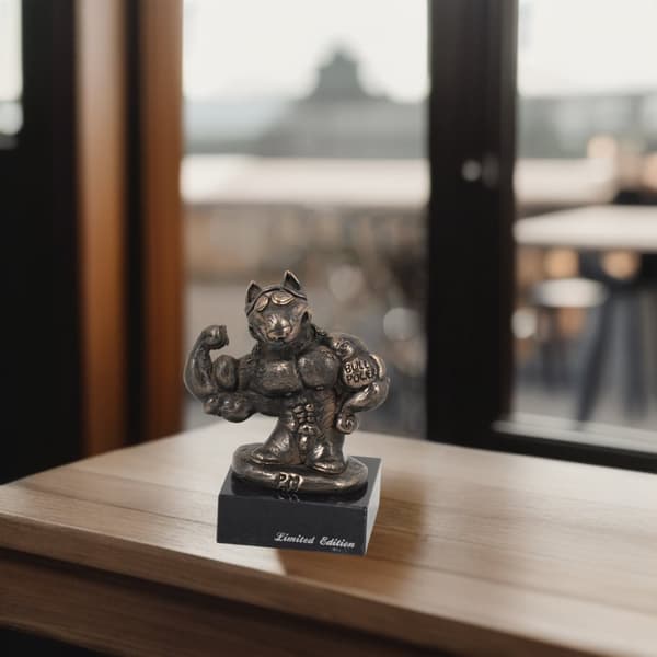 Bull terrier, Bull Terrier V - hundestatuette, buste på stenbund, skulptur, trofæ til hundeudstilling af Art-Dog