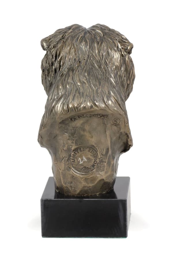 Abepinscher, Affenpinscher - hundestatuette, buste på stenbund, skulptur, trofæ til hundeudstilling af Art-Dog