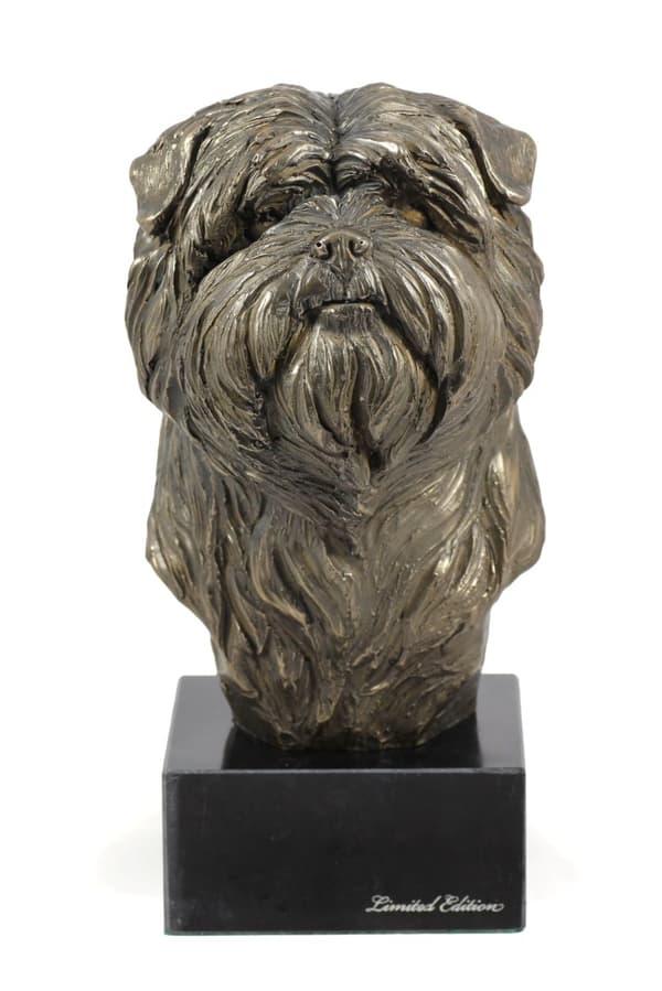 Abepinscher, Affenpinscher - hundestatuette, buste på stenbund, skulptur, trofæ til hundeudstilling af Art-Dog