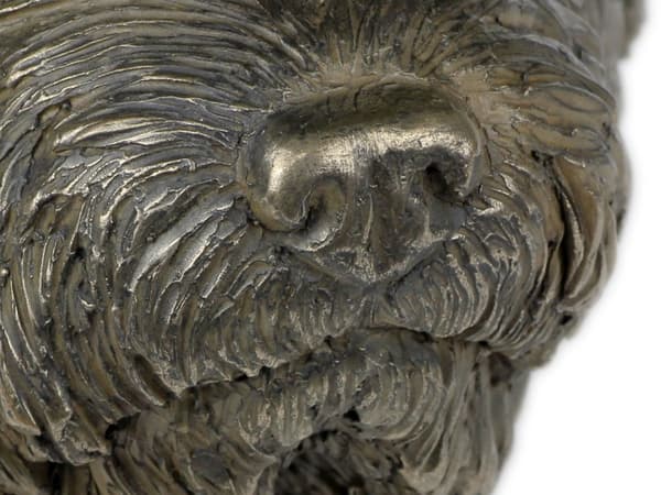 Norfolk Terrier - hundestatuette, buste på en stenbund, skulptur, trofæ til en hundeudstilling af Art-Dog