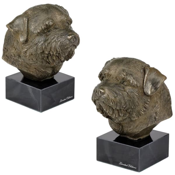 Norfolk Terrier - hundestatuette, buste på en stenbund, skulptur, trofæ til en hundeudstilling af Art-Dog