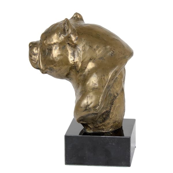 American Bully - hundstatyett, byst på stenfot, skulptur, trofé för en hundutställning av Art-Dog