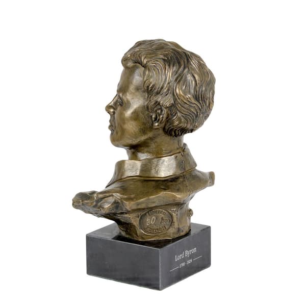George Gordon Byron - rintakuva marmorilla, kuuluisan henkilön patsas, koristelu toimistoon, kouluun ja hotelliin Art-Dog