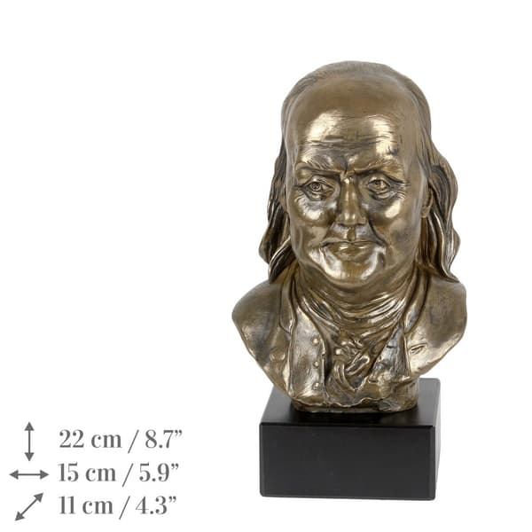 Benjamin Franklin - byst på marmor, statyett av en känd person, dekoration för kontoret, skolan och hotellet av Art-Dog