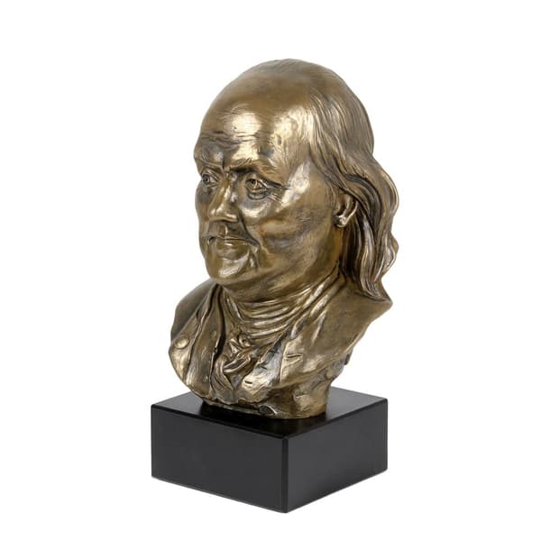 Benjamin Franklin - byst på marmor, statyett av en känd person, dekoration för kontoret, skolan och hotellet av Art-Dog