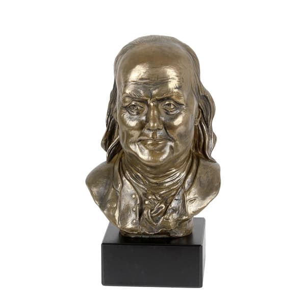Benjamin Franklin - byst på marmor, statyett av en känd person, dekoration för kontoret, skolan och hotellet av Art-Dog