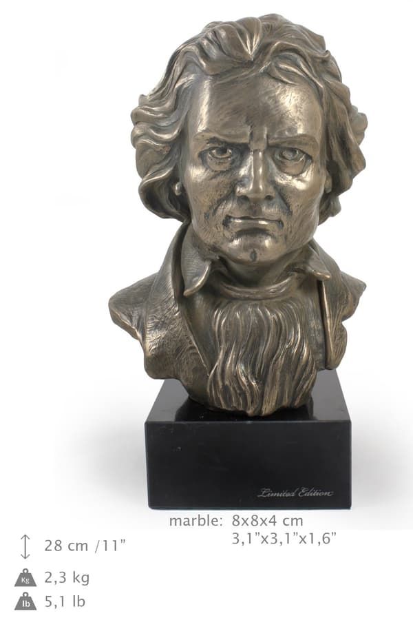 Ludwig van Beethoven - buste på marmor, statuette af en berømt person, dekoration til kontor, skole og hotel af Art-Dog