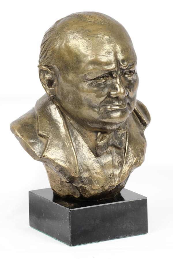Winston Churchill - byst på marmor, statyett av en känd person, dekoration för kontoret, skolan och hotellet av Art-Dog