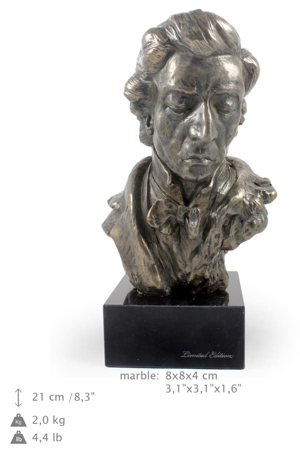 Fryderyk Franciszek Chopin - byst på marmor, statyett av en känd person, dekoration för kontoret, skolan och hotellet av Art-Dog