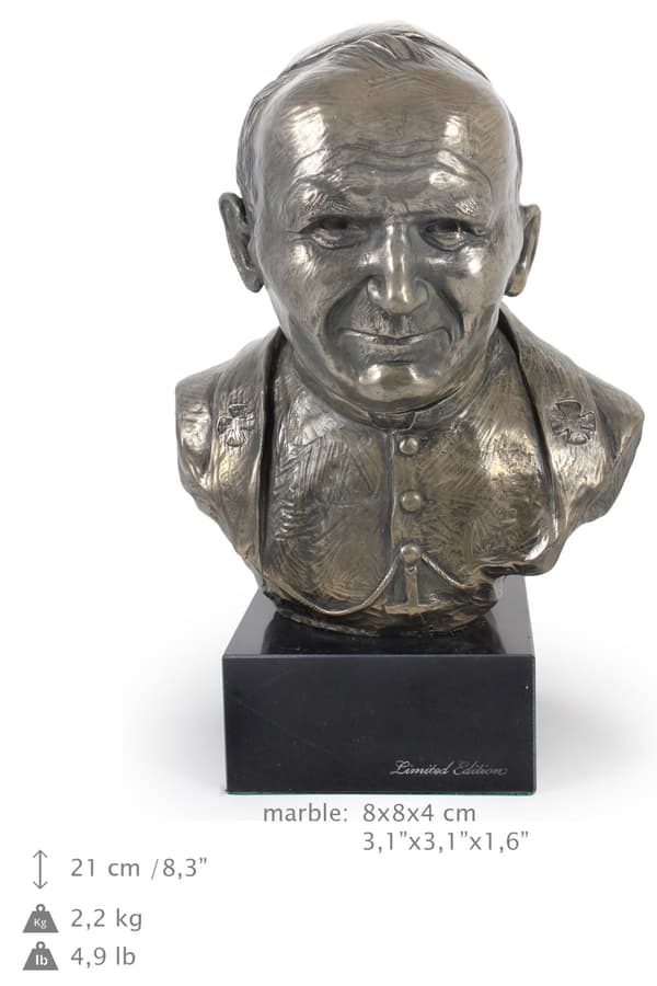 Johannes Paul II den Ældre - buste på marmor, statuette af en berømt person, dekoration til kontor, skole og hotel af Art-Dog