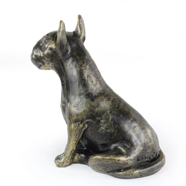 Bull terrier, Bull Terrier I - hundstatyett, sittande hund på skrivbordet, dekoration för en hundälskares vardagsrum av Art-Dog
